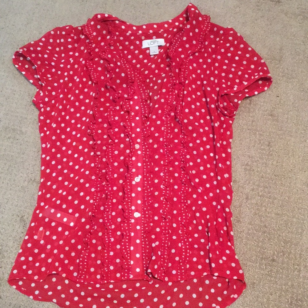 Red & white button down shirt
